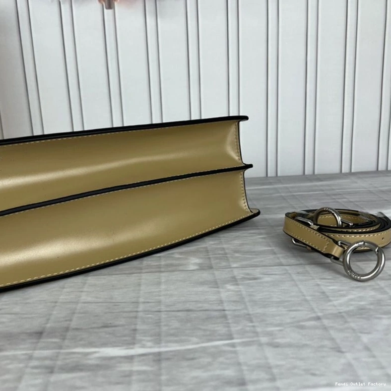 Affordable HOT Cut Medium In Fendi Calf Leather Khaki Peekaboo Bag 0722
